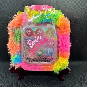 Barbie Extras Fur Makeup purse with 9 clear glitter lip glosses